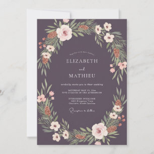 Muted Plum Peony Wedding Invitation