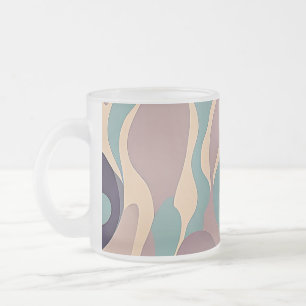 Muted purple and blue abstract waves frosted glass coffee mug