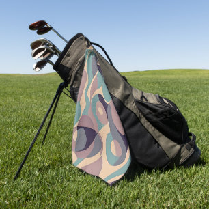 Muted purple and blue abstract waves  golf towel