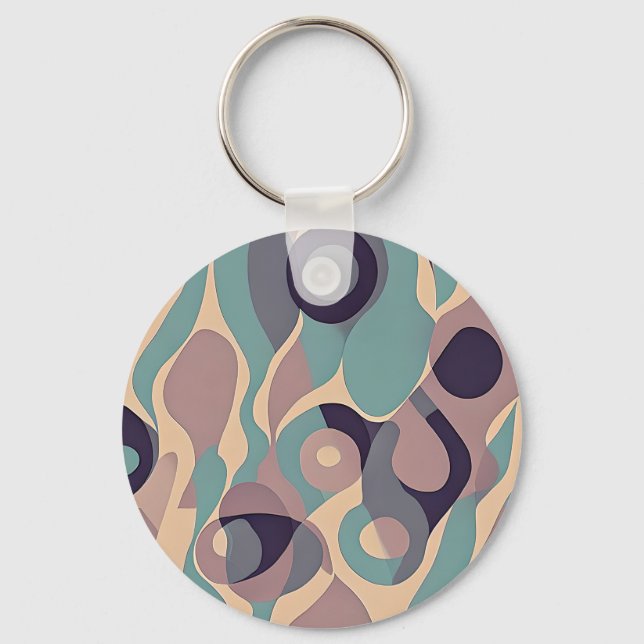 Muted purple and blue abstract waves  key ring (Front)