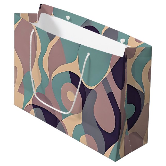 Muted purple and blue abstract waves  large gift bag (Front Angled)