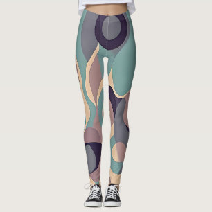 Muted purple and blue abstract waves leggings