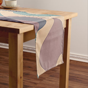 Muted purple and blue abstract waves  short table runner
