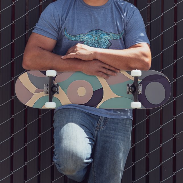 Muted purple and blue abstract waves  skateboard (Outdoor 3)