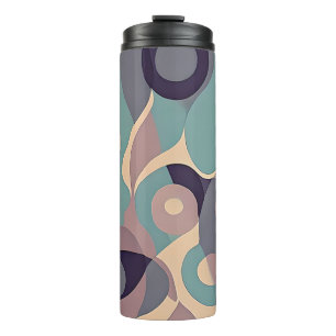 Muted purple and blue abstract waves thermal tumbler
