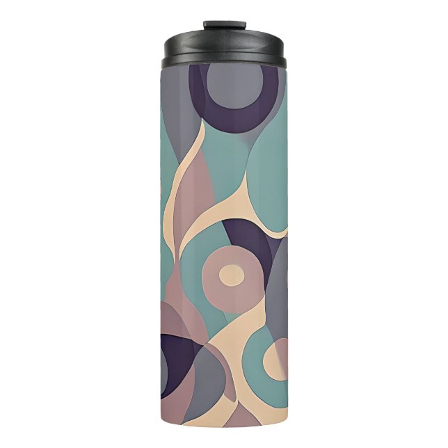 Muted purple and blue abstract waves  thermal tumbler (Front)