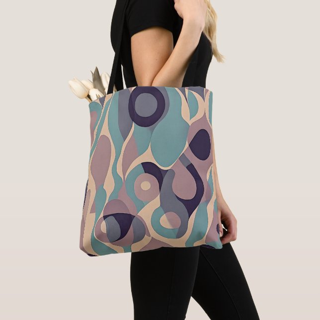 Muted purple and blue abstract waves  tote bag (Close Up)