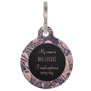 Muted Purple Botanical Personalised Chalkboard Pet Tag