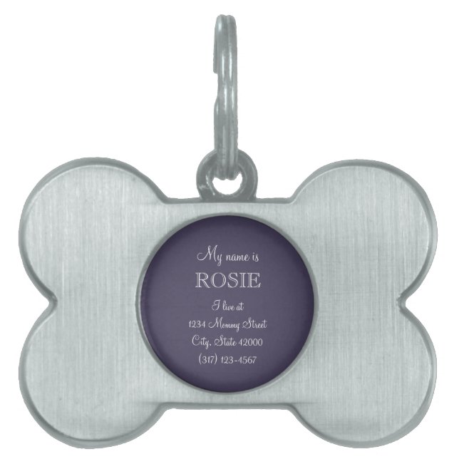 Muted Purple Personalised Silver Pet ID Tag (Front)