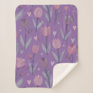 Muted Purple Tulip Sherpa Blanket (Small)