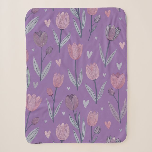 Muted Purple Tulip Sherpa Blanket (Small) (Front)