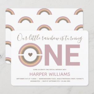 Muted Rainbow Baby 1st Birthday Invitation