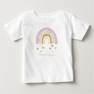 Muted Rainbow Baby Name Hearts T-Shirt