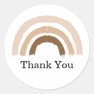 muted rainbow baby shower thank you classic round sticker