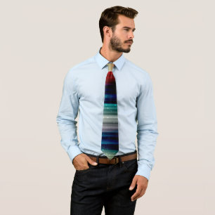 Muted Rainbow - Blue Silver Pink Streaks Pattern Tie