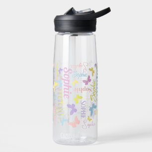 Muted rainbow butterflies custom name Sophie Water Bottle