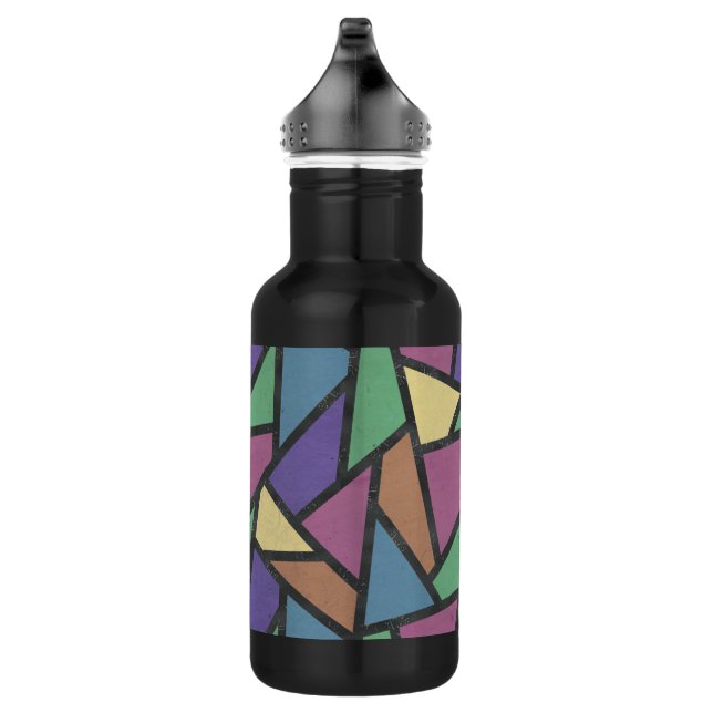 Muted rainbow colors mosaic pattern 532 ml water bottle (Right)