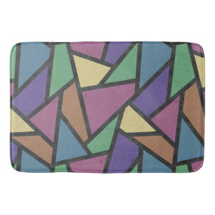 Muted rainbow colors mosaic pattern bath mat