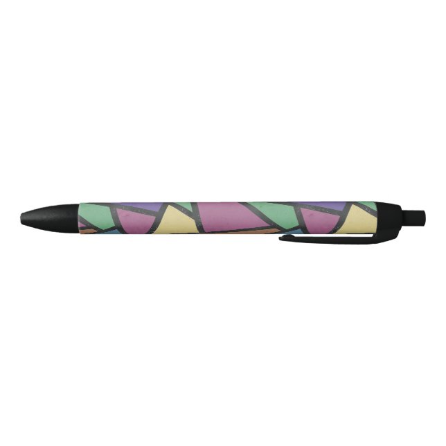 Muted rainbow colors mosaic pattern black ink pen (Bottom)