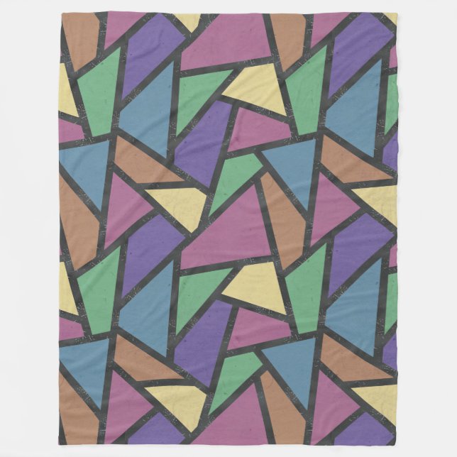 Muted rainbow colors mosaic pattern fleece blanket (Front)