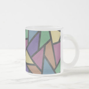 Muted rainbow colors mosaic pattern frosted glass coffee mug