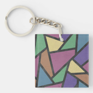 Muted rainbow colors mosaic pattern key ring