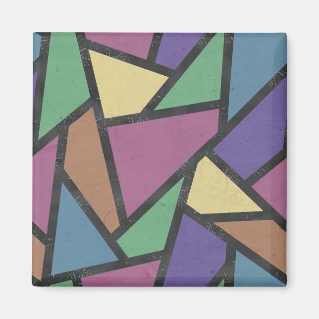 Muted rainbow colors mosaic pattern magnet (Front)
