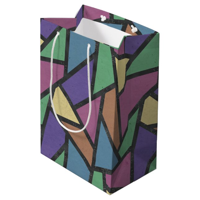 Muted rainbow colors mosaic pattern medium gift bag (Back Angled)