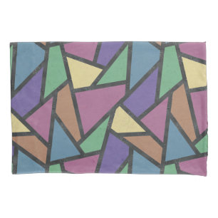 Muted rainbow colors mosaic pattern pillowcase