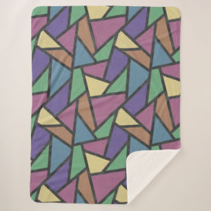Muted rainbow colors mosaic pattern sherpa blanket
