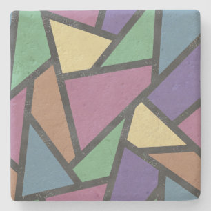 Muted rainbow colors mosaic pattern stone coaster