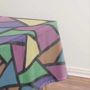 Muted rainbow colors mosaic pattern tablecloth