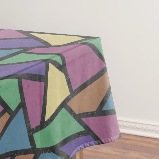 Muted rainbow colors mosaic pattern tablecloth (In Situ)
