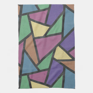 Muted rainbow colors mosaic pattern tea towel