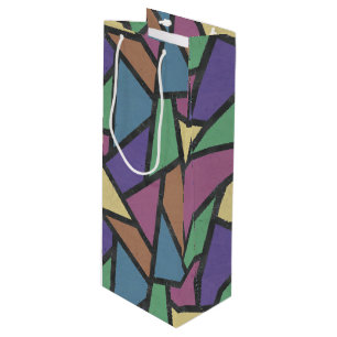 Muted rainbow colors mosaic pattern wine gift bag