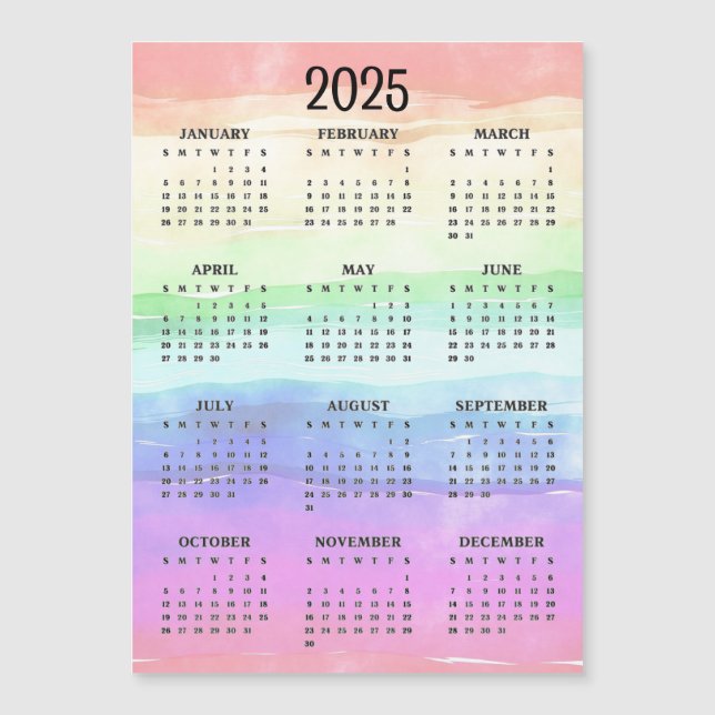 Muted Rainbow Colours Design 2025 Magnetic Card (Front)