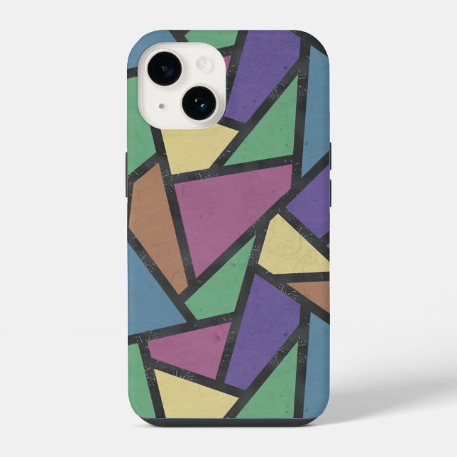 Muted rainbow colours mosaic pattern iPhone case (Back)