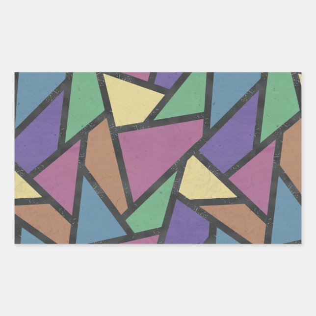 Muted rainbow colours mosaic pattern rectangular sticker (Front)