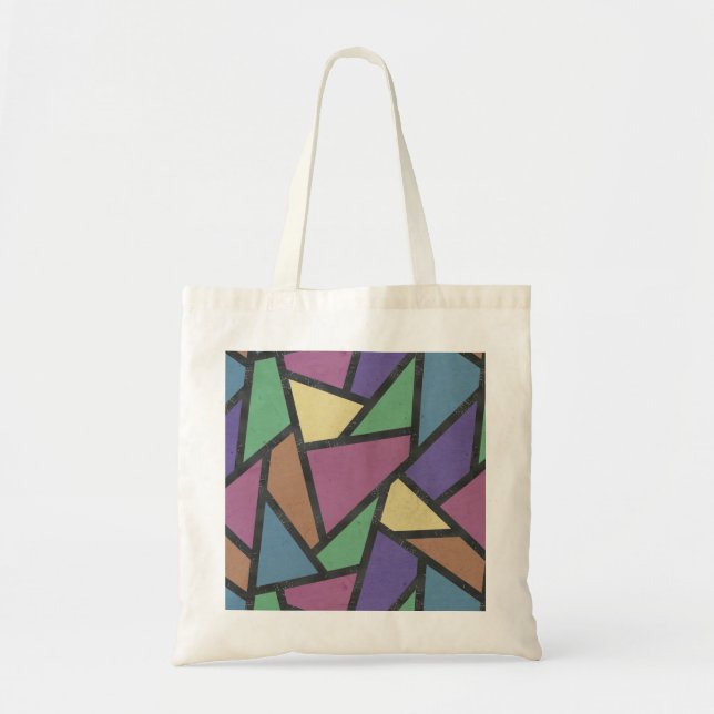 Muted rainbow colours mosaic pattern tote bag (Front)
