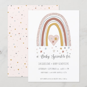 Muted Rainbow Dusty Pink Blue Gold Baby Shower Inv Invitation