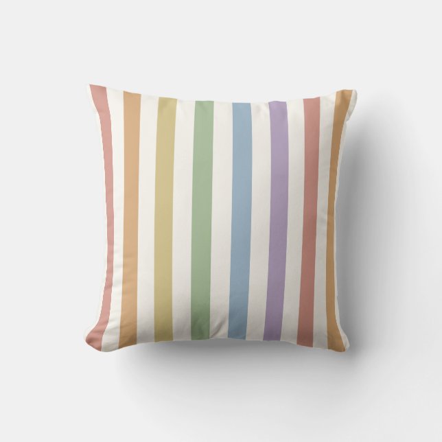 Muted Rainbow Soft Stripe Cushion (Front)