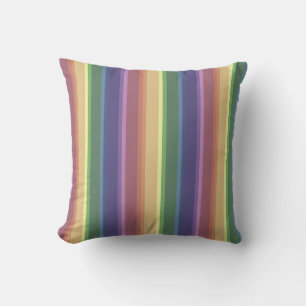 Muted rainbow stripes cushion