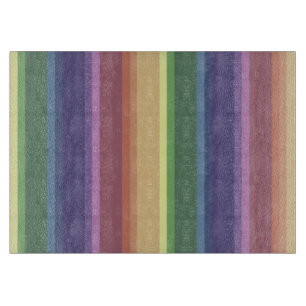 Muted rainbow stripes cutting board