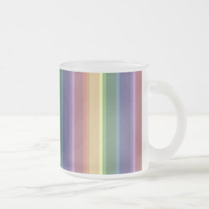 Muted rainbow stripes frosted glass coffee mug