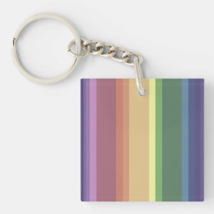 Muted rainbow stripes key ring