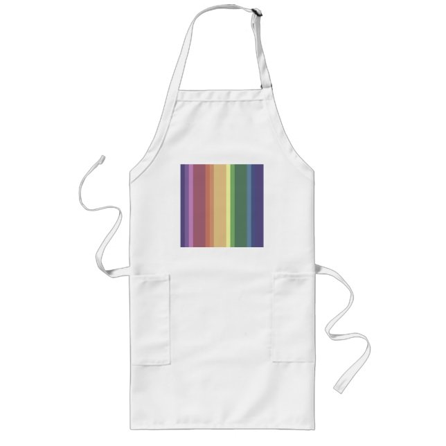 Muted rainbow stripes long apron (Front)