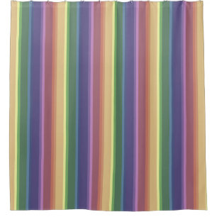 Muted rainbow stripes shower curtain