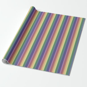 Muted rainbow stripes wrapping paper