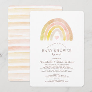 Muted Rainbow Watercolor Pink Baby Shower by Mail Invitation