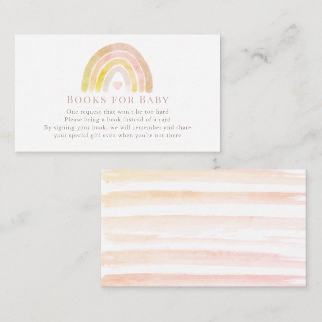 Muted Rainbow Watercolor Pink Book Request Enclosure Card (Front/Back)